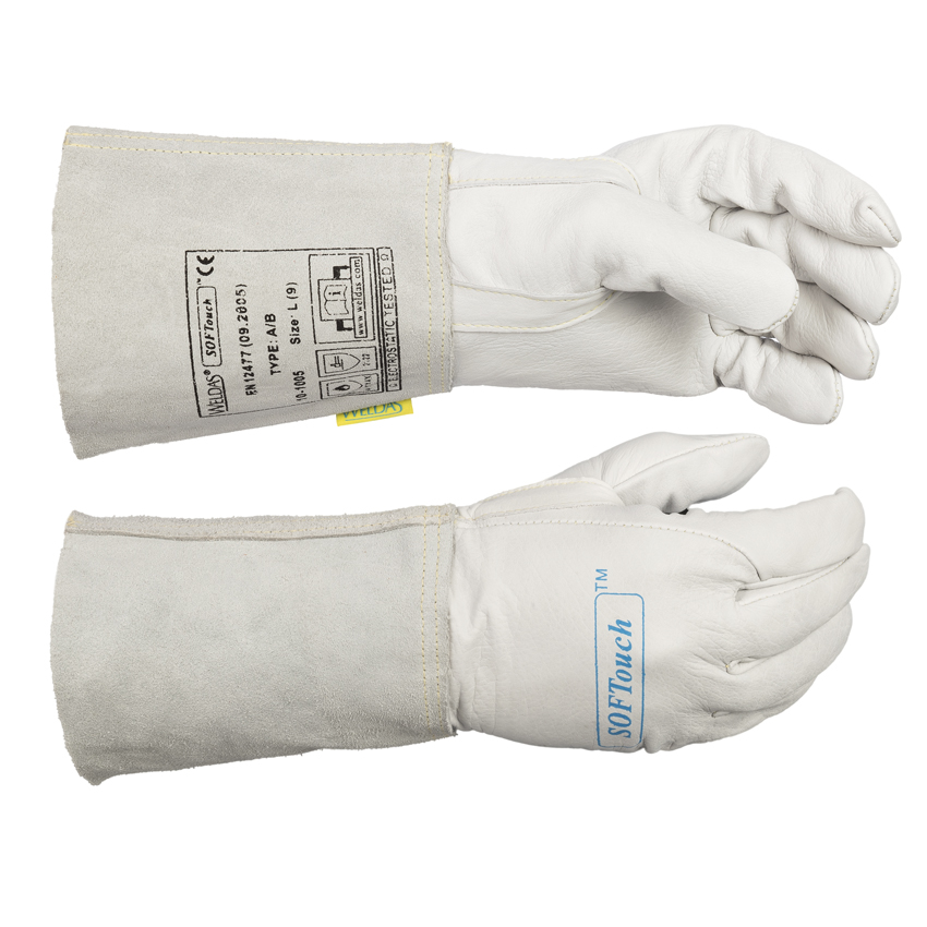 Afbeelding voor Lashandschoen TIG 5V Softouch kalfs/gladleer kap 35 cm maat XL /9,5