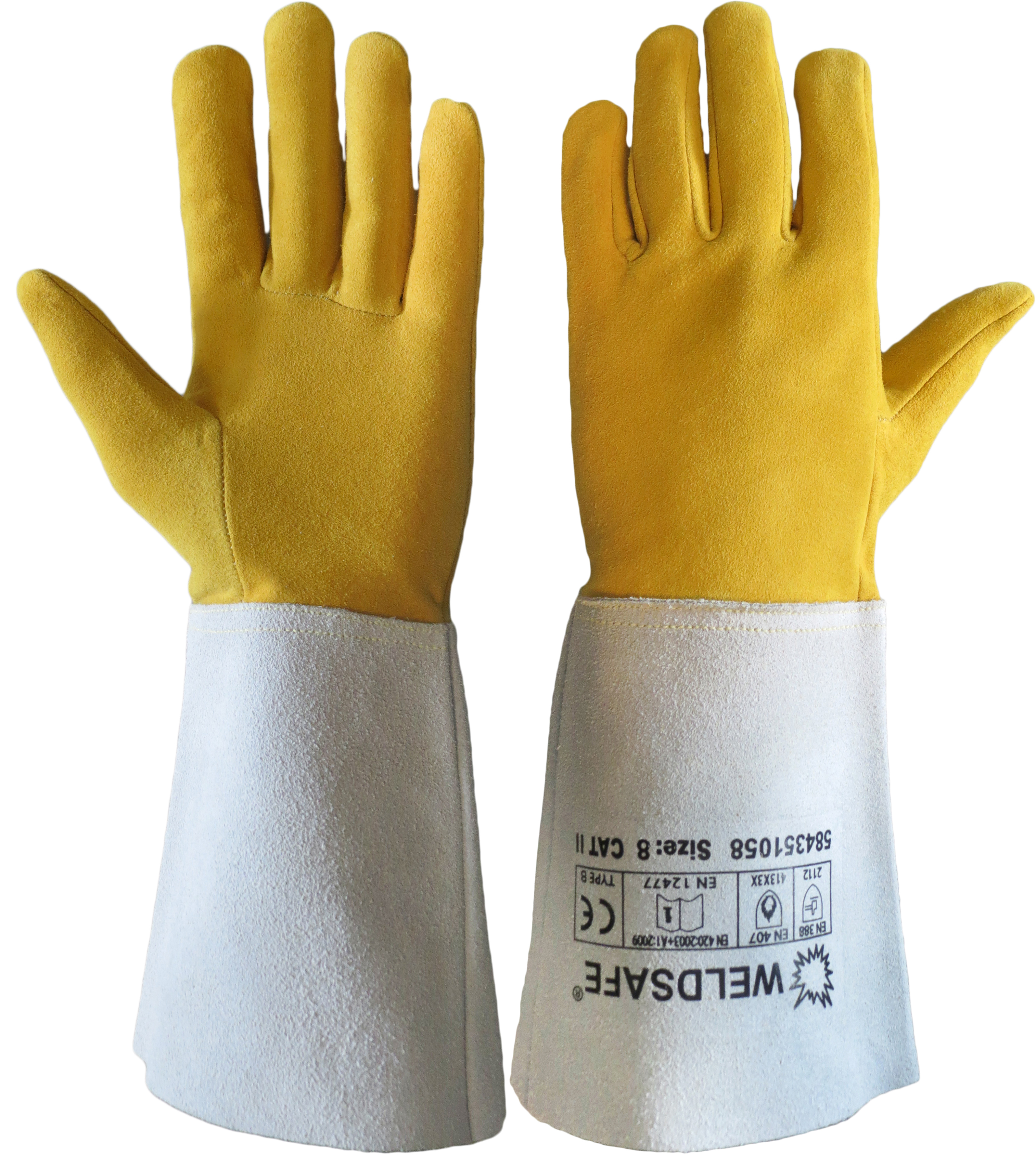 Afbeelding voor Lashandschoen TIG hertenleer Deerskin geel/grijs maat 09